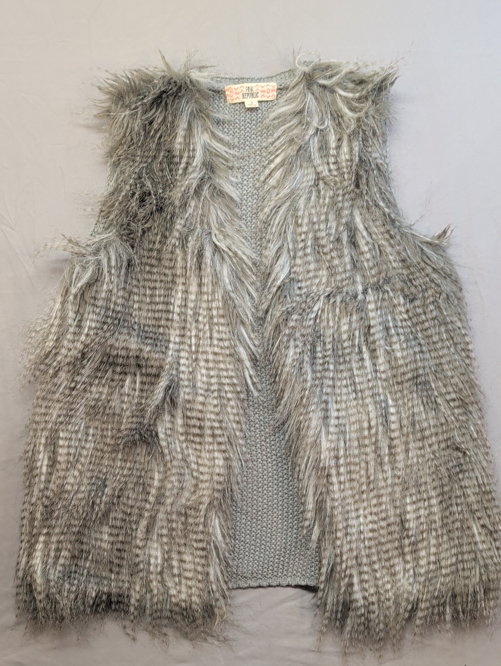 Pink Republic Gray Faux Fur Knit Vest